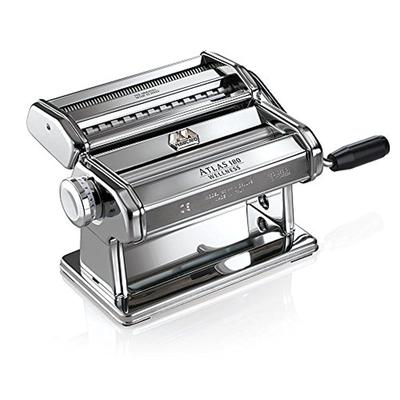 Marcato Atlas 180 Manual Pasta Machine with Pasta Cutter Hand Crank,Chrome