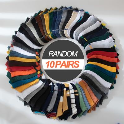 TEMU 10/ Pairs Of Men's Low Cut Ankle Socks, Anti Odor & Sweat Absorption Breathable Socks, For All Wearing Image