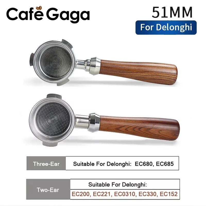 51 mm Kaffee-Siebträger ohne Boden für Delonghi ec680 685 mit Ersatzfilterkorb, nackter Siebträger, Espressomaschine Image