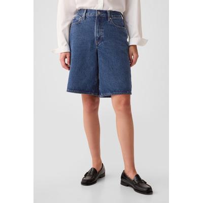 Gap Womens Blue Mid Rise Longline Denim Shorts - Blue