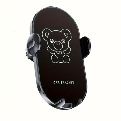 TEMU Filbida 1 Pc Car Phone Holder, Abs Material, Cute Bear Cartoon Design, Dashboard & Air Vent Mounting, 360 Degree Rotation, Mobile Navigation Bracket For Smartphones