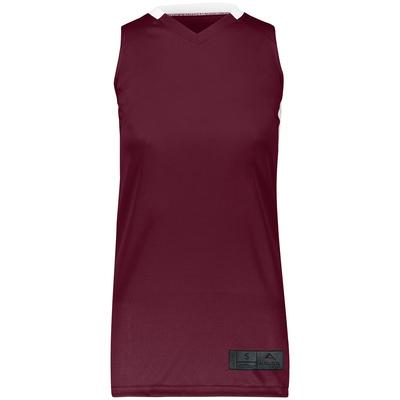 Augusta Sportswear 1732 Athletic Women's Step-Back Basketball Jersey T-Shirt in Maroon/White size 2XL | Polyester
