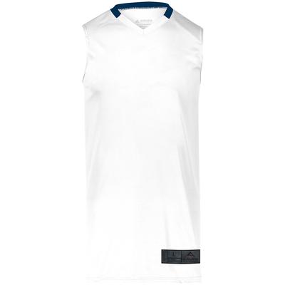 Augusta Sportswear 1730 Athletic Step-Back Basketball Jersey T-Shirt in White/Navy Blue size 2XL | Polyester