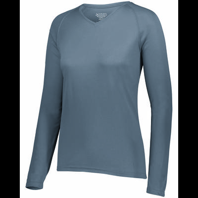 Augusta Sportswear 2797 Women's Attain Wicking Long Sleeve Top in Graphite Grey size XL | Polyester