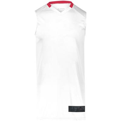 Augusta Sportswear 1730 Athletic Step-Back Basketball Jersey T-Shirt in White/Red size 2XL | Polyester