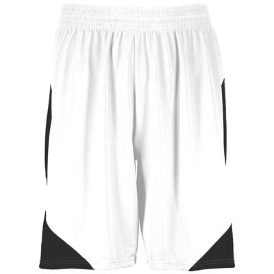 Augusta Sportswear 1733 Step-Back Basketball Shorts in White/Black size Large | Polyester