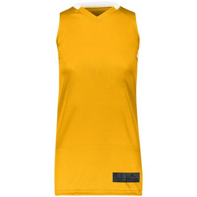 Augusta Sportswear 1732 Athletic Women's Step-Back Basketball Jersey T-Shirt in Gold/White size XS | Polyester