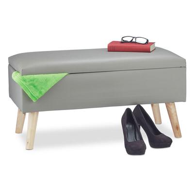 Relaxdays - Sitzbank mit Stauraum, 40 l, gepolstert, Holzbeine, Truhenbank Kunstleder, HxBxT: 40 x Image