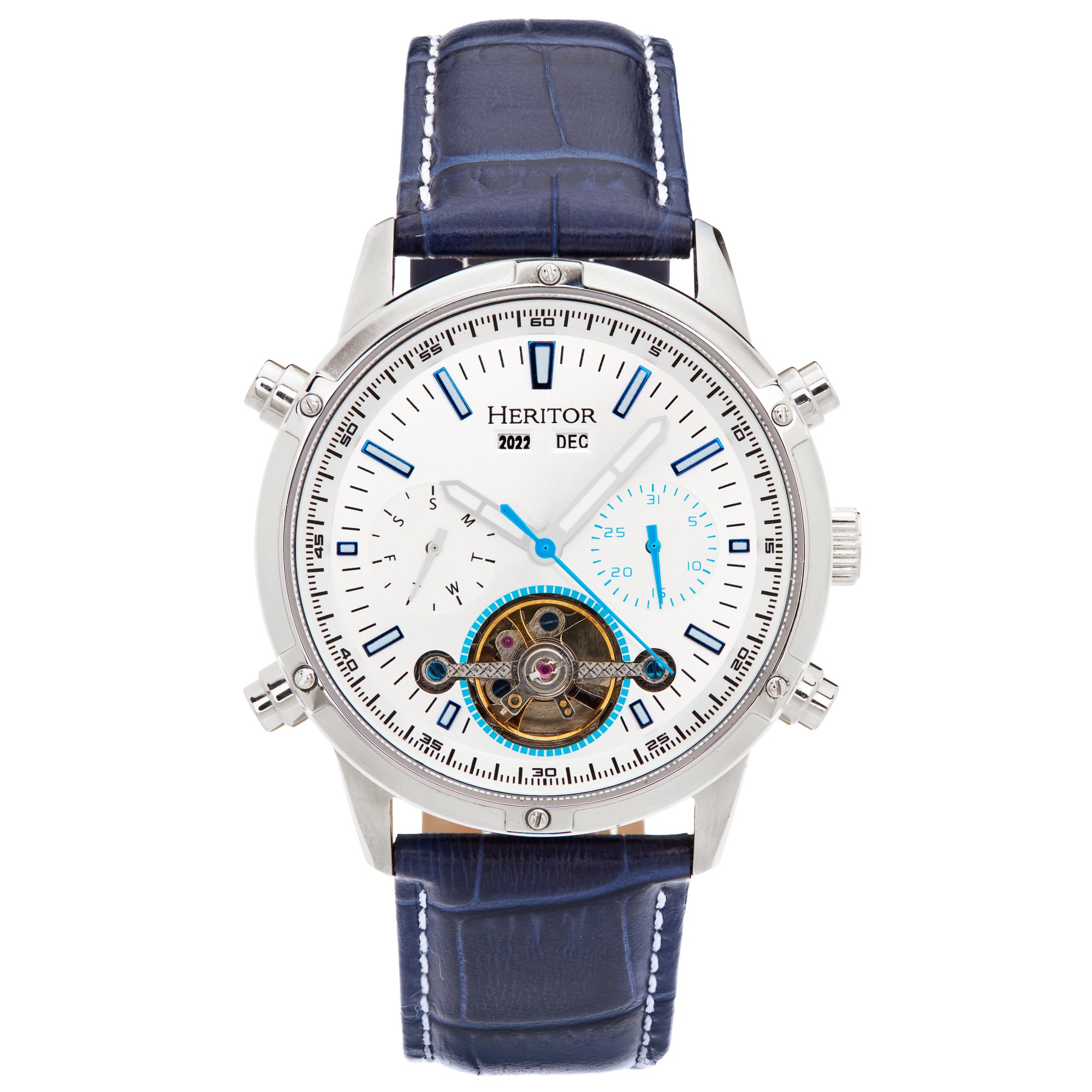 Heritor Automatik Wilhelm Semi-Skelett Lederarmbanduhr mit Tag/Datum Image