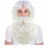 Adult Men's Professional Christmas Santa White Wig with Full Beard Set Perfect for Carnival Flame-retardant Synthetic Fiber