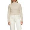 Rollkragenpullover S.OLIVER, Damen, Gr. 46, beige (beige, ecru), Rippstrick, Obermaterial: 60% Baumwolle, 40% Polyacryl, geringelt, gestreift, casual, gerade hüftlang, Rundhals, Langarm, Pullover, Rippstrick, im Streifen-Design