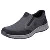 Slipper RIEKER, Herren, Gr. 45, grau (grau, kombiniert), Synthetik, sportlich, Schuhe, Schlupfschuh, Halbschuh mit Stretcheinsätze