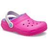 Hausschuh CROCS "Classic Lined Clog K", Kinder, Gr. 33, pink (pink, grau), Croslite, casual, Schuhe, Winterschuh, Pantoffel, Hausschuh mit schwenkbarem Fersenriemen
