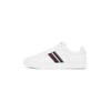 Plateausneaker TOMMY HILFIGER "ICON COURT SNEAKERS STRIPES", Damen, Gr. 40, beige (ecru), Leder, Lederimitat, Textil, sportlich, Schuhe, Schnürschuh, Freizeitschuh, Halbschuh mit Tommy-Streifen