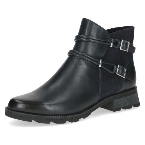 Stiefelette CAPRICE Gr. 39, blau (dunkelblau kombiniert) Damen Schuhe Blockabsatz, Ankleboots, Komfortschuh mit praktischem Reißverschluss