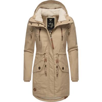 Wintermantel RAGWEAR "Elsie", Damen, Gr. XXL (44), grau (helltaupe), Außenmaterial: 65% Polyester, 35% Baumwolle, Innenfutter: 100% Polyester, Wattierung: 100% Polyester, casual, tailliert ca. Mitte Oberschenkel, Langarm Ärmel ohne Ärmelschlitz... Image