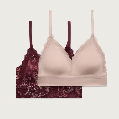 Lucky Brand 2Hgr Bond Brush Lounge Bra in Light Red, Size L