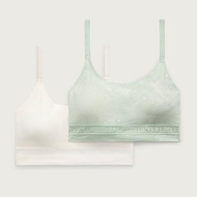 Lucky Brand 2Hgr Plus Brush Micro Lounge Bra in Limelight, Size 1X