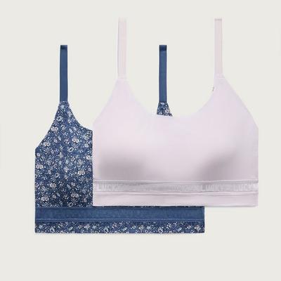 Lucky Brand 2Hgr Plus Brush Micro Lounge Bra in Dark Blue, Size 2X