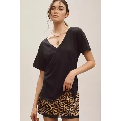 The Jordyn Perfect Oversized Cotton-Slub T-Shirt by Pilcro: V-Neck Edition