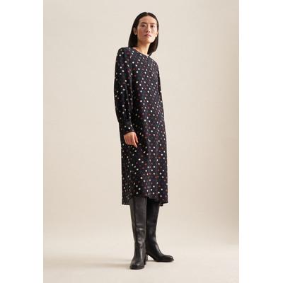 Sommerkleid SEIDENSTICKER "Schwarze Rose", Damen, Gr. L (40), Normalgrößen, schwarz, 100% Viskose, bedruckt, regular fit, Rundhals, Langarm, Kleider, Langarm Rundhals Druck Image