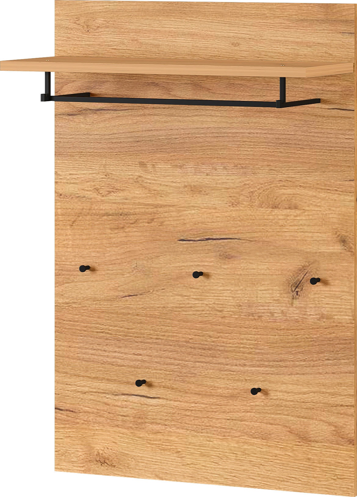 Garderobenpaneel GERMANIA "GW-Fremont Garderobenpaneel", braun (navarra, eiche, nachbildung), B:75cm H:110cm T:30cm, Spanplatte, Metall, Garderobenpaneele, mit einer Kleiderstange aus Metall Image