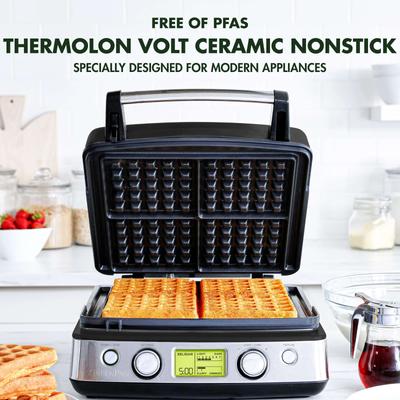 GreenPan Elite 4-Square Belgian & Classic Waffle Iron, Healthy Ceramic Nonstick