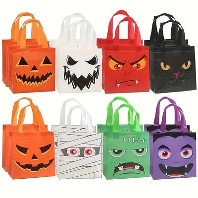 TEMU 24 Pcs Gift Bags: Festive Cartoon Printed 'trick Or Treat' Tote Bags With Handles, Party Gift Bags For Party Favors And Giveaways