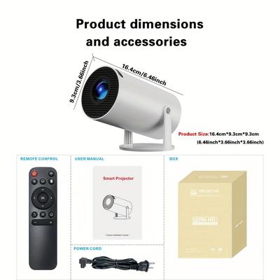 TEMU 4k 1080p Mini Projector, Full Hd Support Portable Projector With , Dual Wifi 6 5g, Bt 5.0 And Android 11, Perfect For Outdoor And Indoor Use