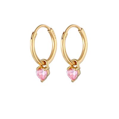 Elli Creolen Herz Zirkonia Rosa 925 Silber vergoldet OneSize Damen Image