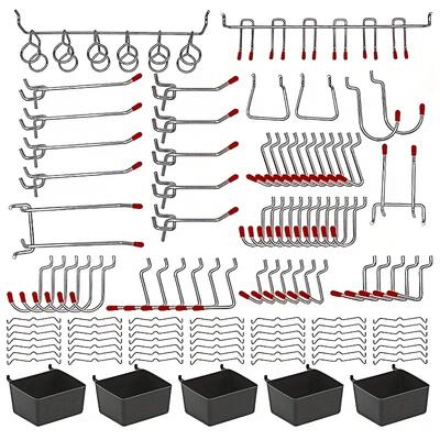 TEMU 114pcs/set Perforated Board Hook Organizer Kit, Pegboard Storage Accessories Set, Household Tool Storage Kit, For Garden Garage, Space Saving Car Accessories