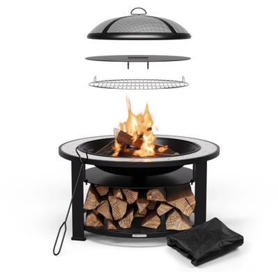 Blumfeldt - Merano Circolo Feuerschale - 3-in-1 Feuerschale Mit Grillrost & Tisch, Robuster Image