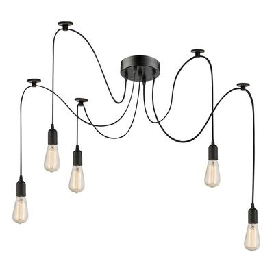 Etc-shop - Design Pendel Leuchte Wohn Ess Zimmer Beleuchtung Textil Decken Hänge Lampe schwarz Image