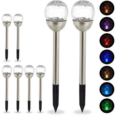 8 x Gartenleuchte Glaskugel, led Solarleuchten in Bruchglas Optik, Farbwechsel, Wegeleuchte inkl. Image