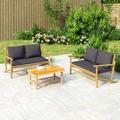 TEMU Banc de jardin avec coussins en bambou durables - Banc de patio pour meubles d'extérieur avec housse imperméable