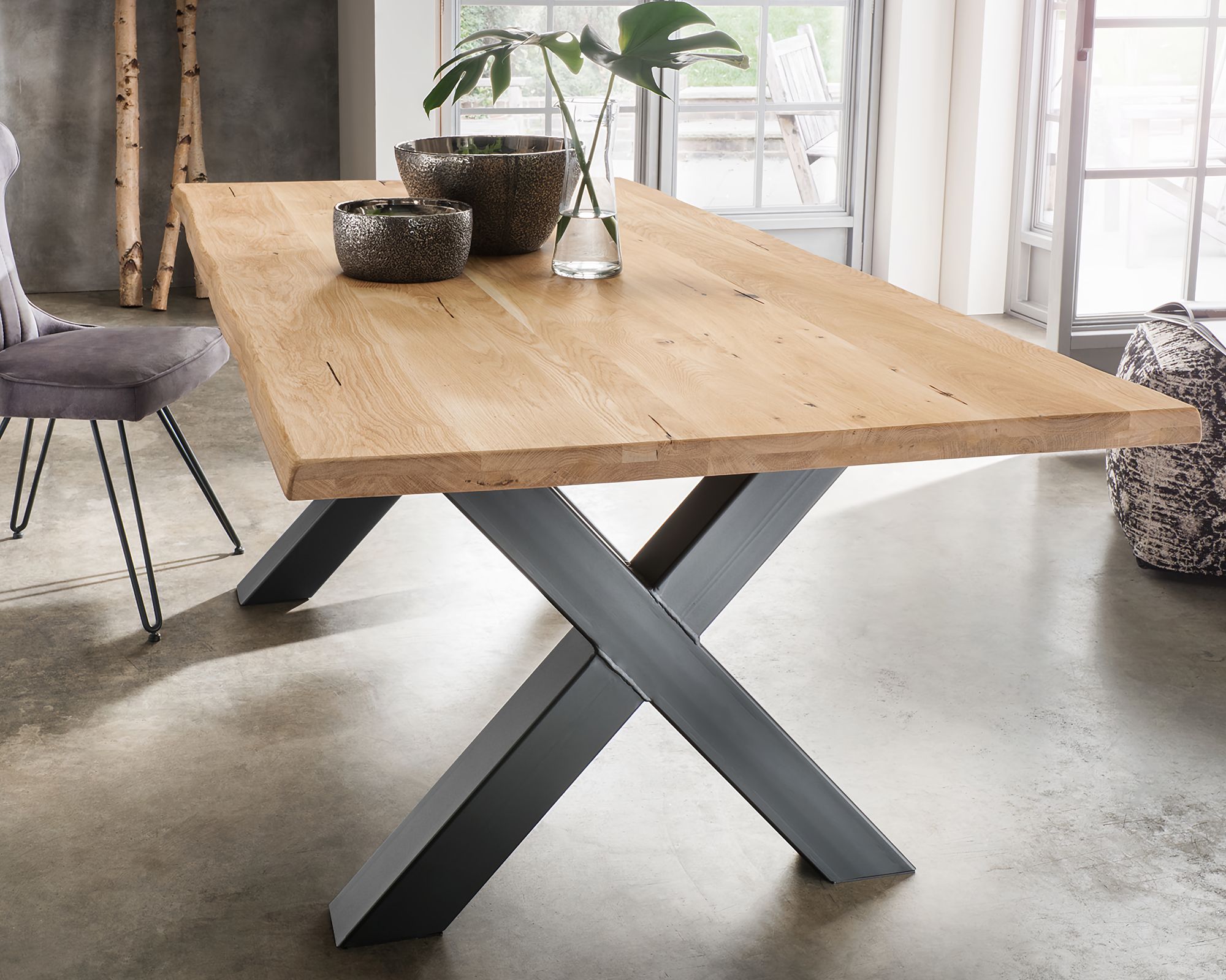 Massivholz »Monaco« Tabula Rasa Esstisch 4 cm / voll massiv / Wildeiche natur / 200x100 cm