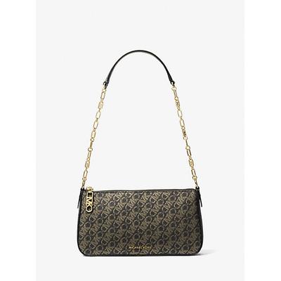 Michael Kors Empire Medium Metallic Chain-Link Pochette Gold One Size