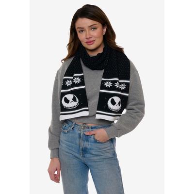 Women's Disney Jack Skellington Nightmare Before Christmas Knit Scarf 70" by Woman Within in Black