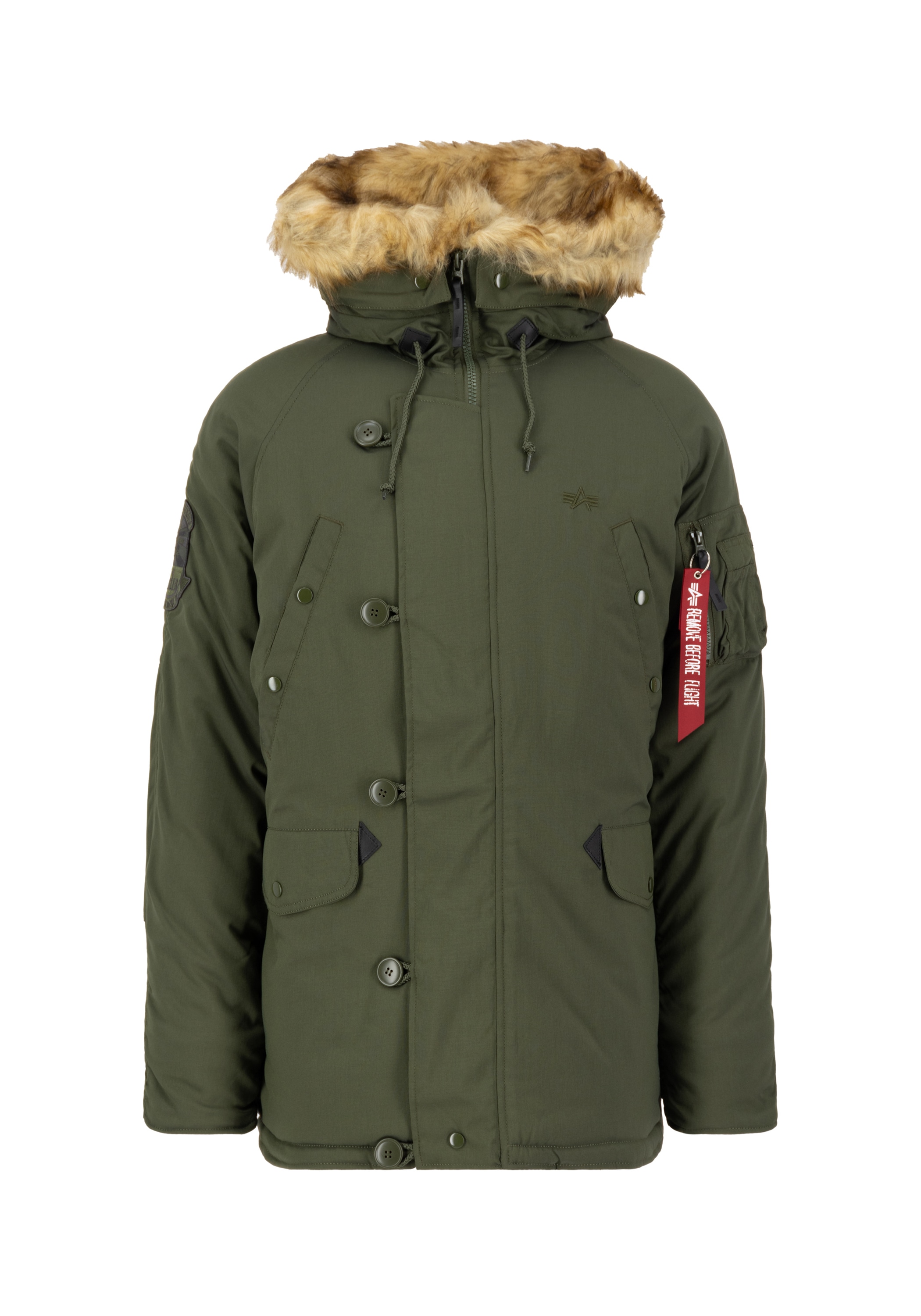 Winterjacke ALPHA INDUSTRIES "Explorer", Herren, Gr. L, grün (dunkelgrün), Obermaterial: 53% Nylon, 47% Polyester; Futter: 100% Nylon; Füllung: 100% Polyester, Jacken Winterjacke