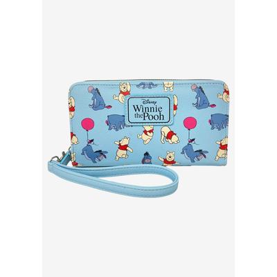 Women's Disney Winnie The Pooh & Eeyore Wallet All-Over Print Zip Around Wristlet Strap by Woman Within in Blue