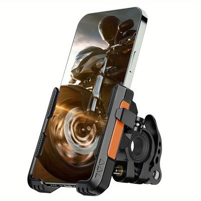 TEMU Visnfa New Upgraded Bike Phone Mount Holder 2 Connectors Quickly Lock And Release, 360Â°rotatable Bicycle Motorcycle Scooter Accessories Handlebar Phone Clip For 4.0