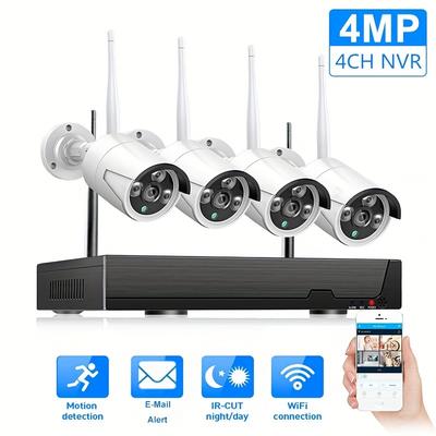 TEMU 4ch 4mp , Nvr Indoor Outdoor Ip With Motion Detection, E-mail Alarm Push, Ir Night Vision, Mobile Phone Computer Laptop Remote Control View