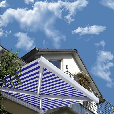 Home Deluxe - led Vollkassettenmarkise elektrisch elos Farbe: Marineblau - Weiß, Größe: 350 x 250 Image
