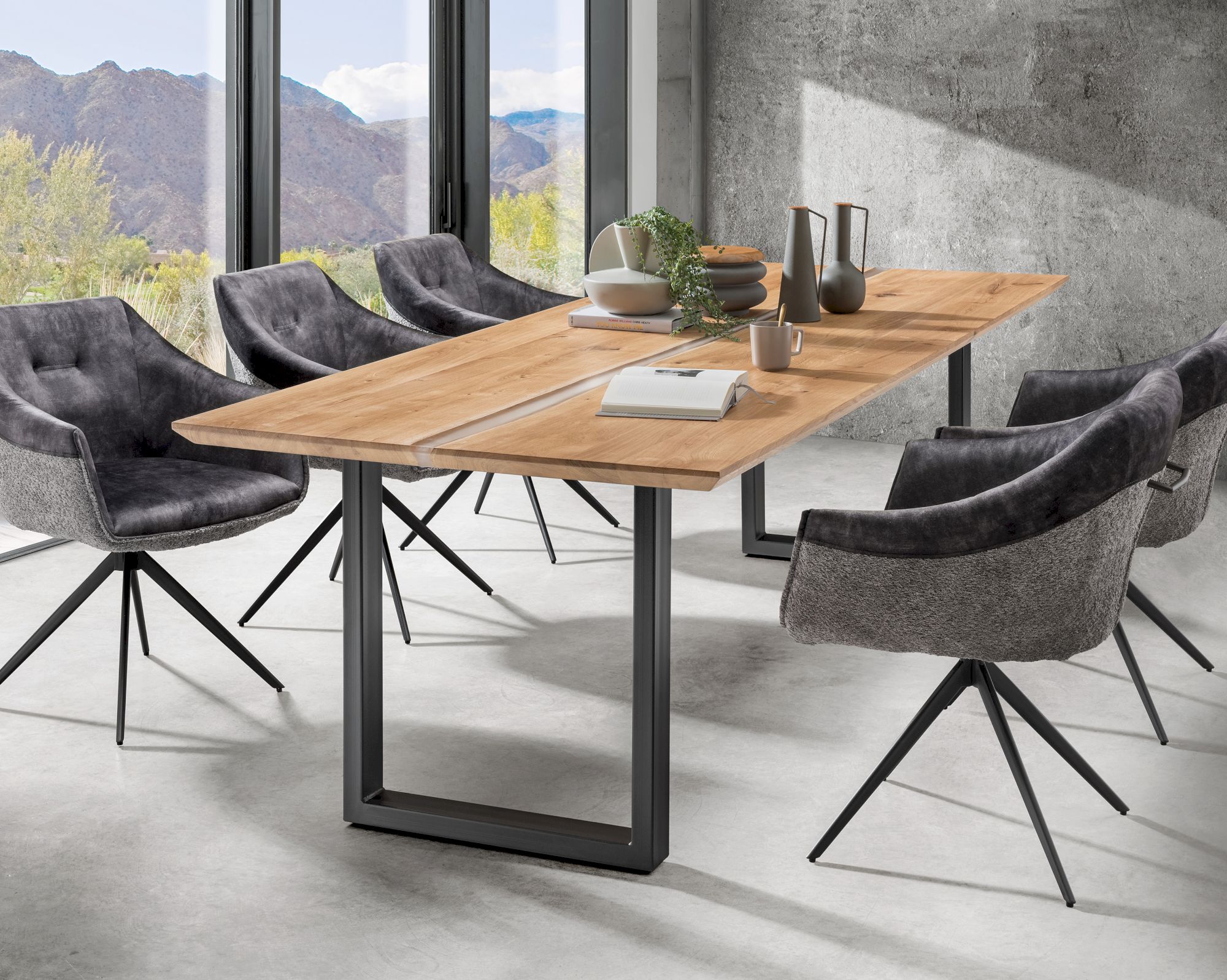 Massivholz »Epoxid« Tabula Rasa Esstisch Schweizer Kante 200x100 cm / Epoxid-Harz Schwarz Image