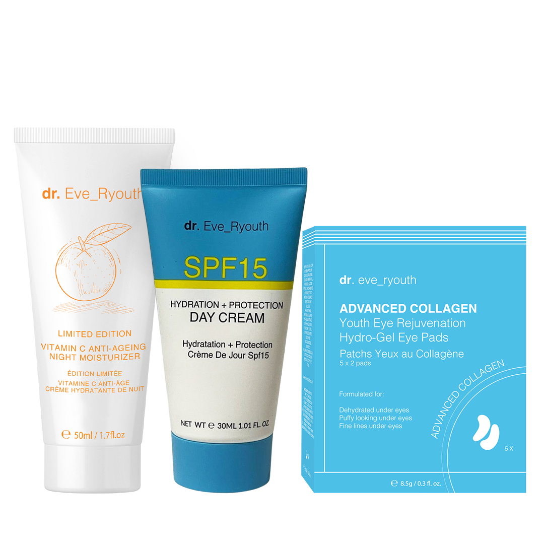 Vitamin C Night Moisturizer (Limited Edition) + Youth Eye Rejuvenation Hydro-gel Eye Pads + SPF15 Feuchtigkeitspflege + Schutz Tagescreme 30 ml Image