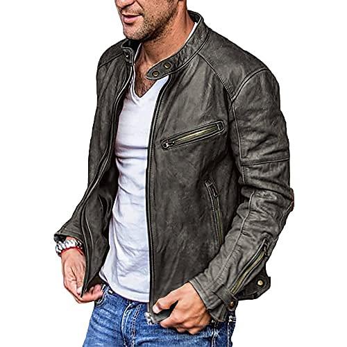 Herren Lederjacke Kunstlederjacke Motorrad Jacke Rote Lederjacke Motorradjacke Geschäft Normal warm Regendicht Dunkelbraun Schwarz Weinrot Braun Jacken