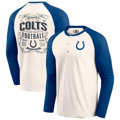 Herren-T-Shirt „Darius Rucker Collection“ von Fanatics, Creme/Royal, Indianapolis Colts, Raglan-Henley Image