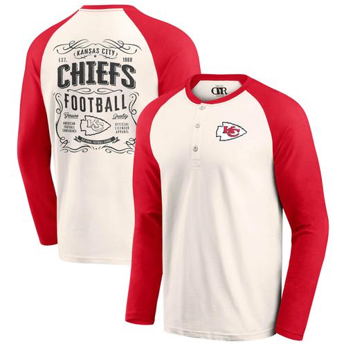 Creme/rotes Kansas City Chiefs Raglan Henley-T-Shirt für Herren aus der Darius Rucker Collection von Fanatics