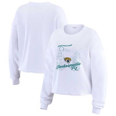 Women's WEAR by Erin Andrews Weißes Jacksonville Jaguars Postkarten-Kurzarm-Top Image
