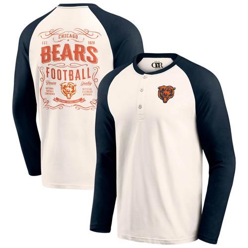 Cremefarbenes/marineblaues Chicago Bears Raglan Henley-T-Shirt für Herren aus der Darius Rucker Collection von Fanatics